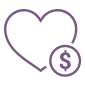 Support the Library quick link icon showing a heart and money symbol
