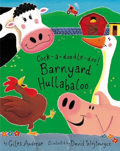 cover with title and author and illustration of a farm with cow, goose, pig