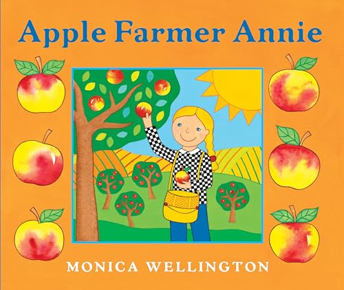 Cover with title and author and illustration of a woman picking apples