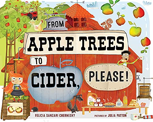 cover with title and author and illustration of a barn and apple trees