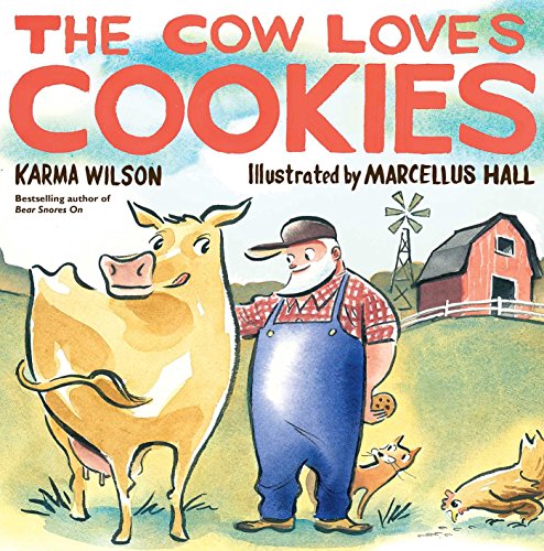 cover with title and author and illustration of a cow and farmer