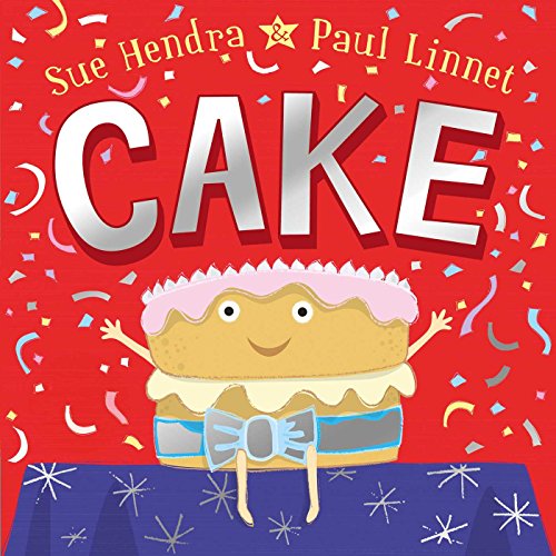 cover with title and author and an illustration of a cake with a face